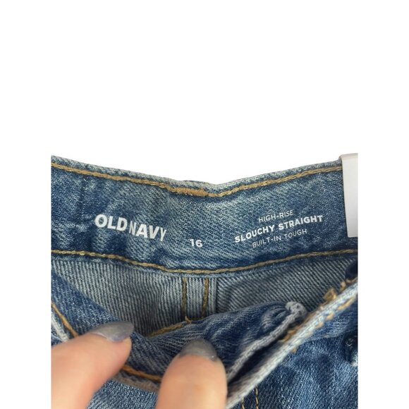Old Navy NWT Slouchy Straight High Rise Jeans Kids Size 16 - Picture 5 of 8